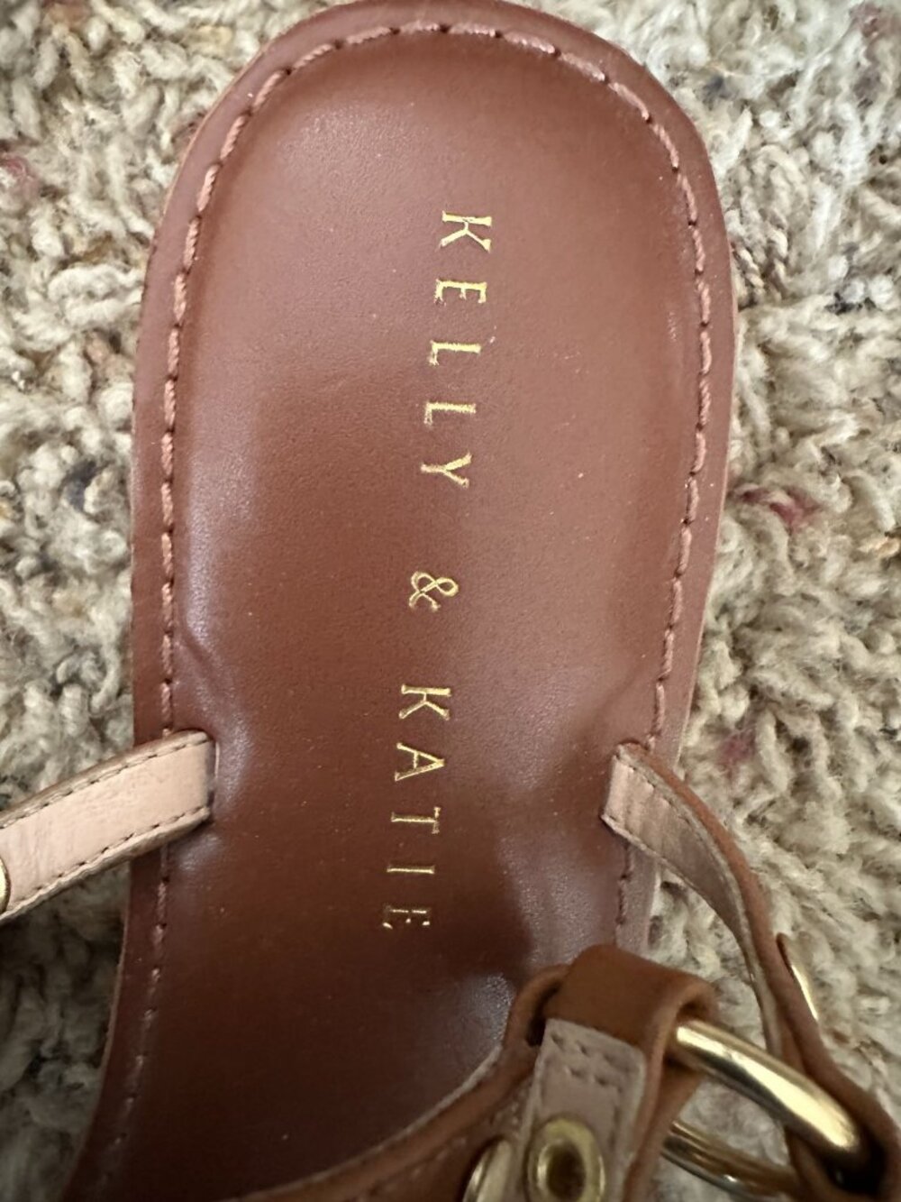 Kelly & Katie Womens Brown Bania Leather Sandals 8 Adjustable Ankle Strap - Picture 3 of 9
